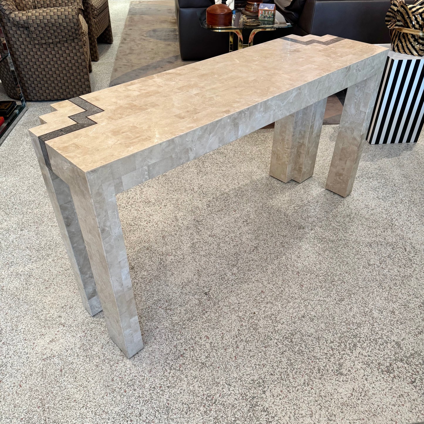 Vintage Maitland Smith Style Tessellated Console Table