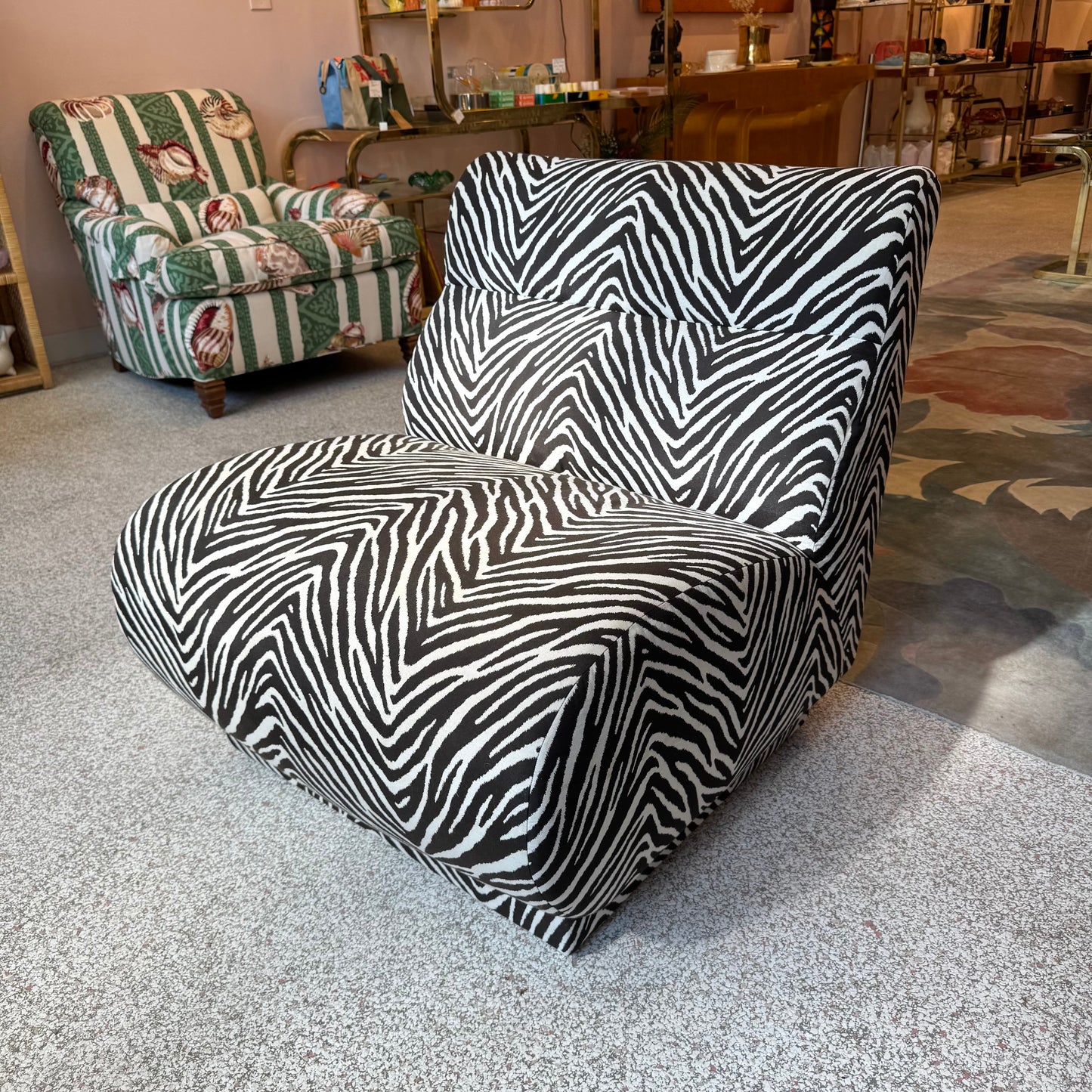 Vintage Zebra Modular Sectional Sofa/Slipper Chair Sold Per Piece