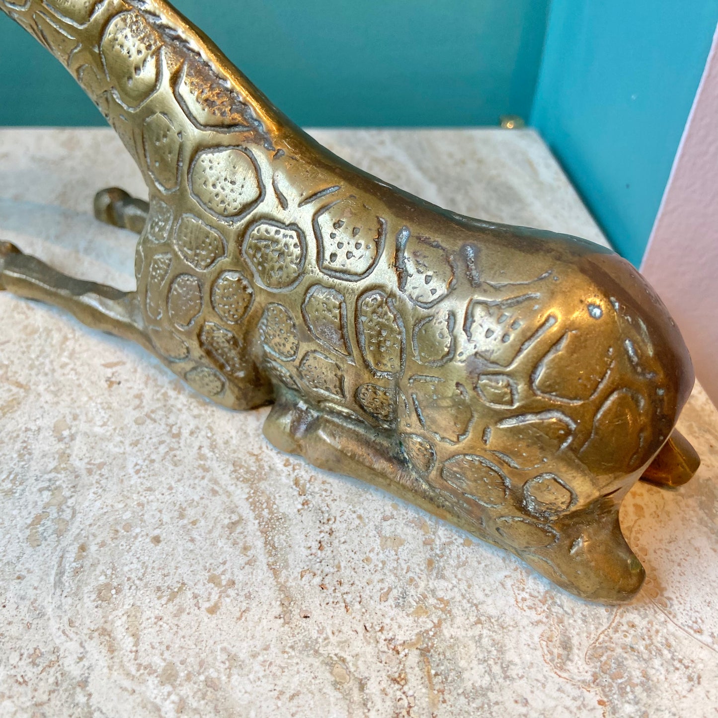 Vintage Brass Sitting Giraffe Statue