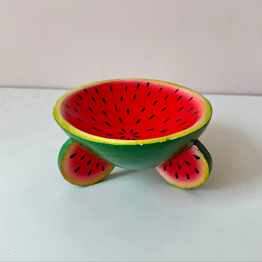 Vintage Paper Mache Watermelon Footed Catchall Bowl