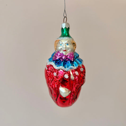 Vintage Glass Clown Ornament