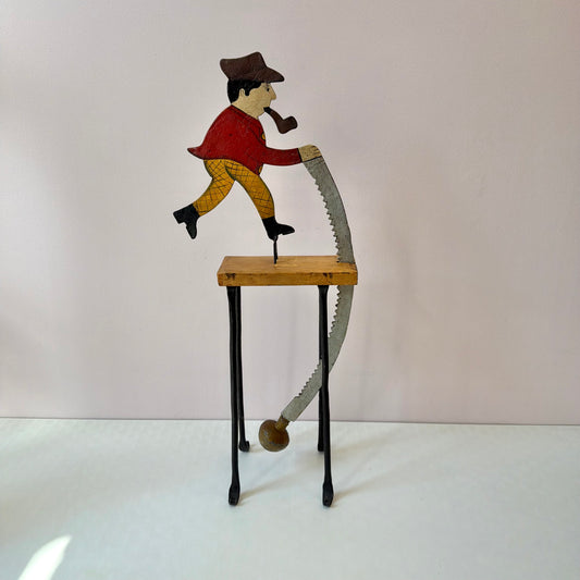 Vintage Folk Art Pendulum Lumberjack Sculpture