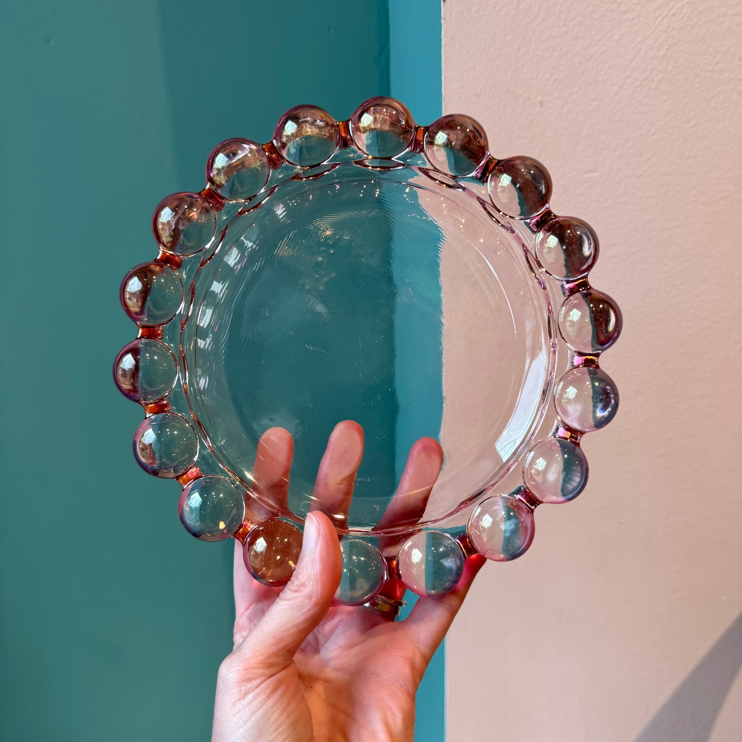 Large Vintage Pink Glass Boopie Dish