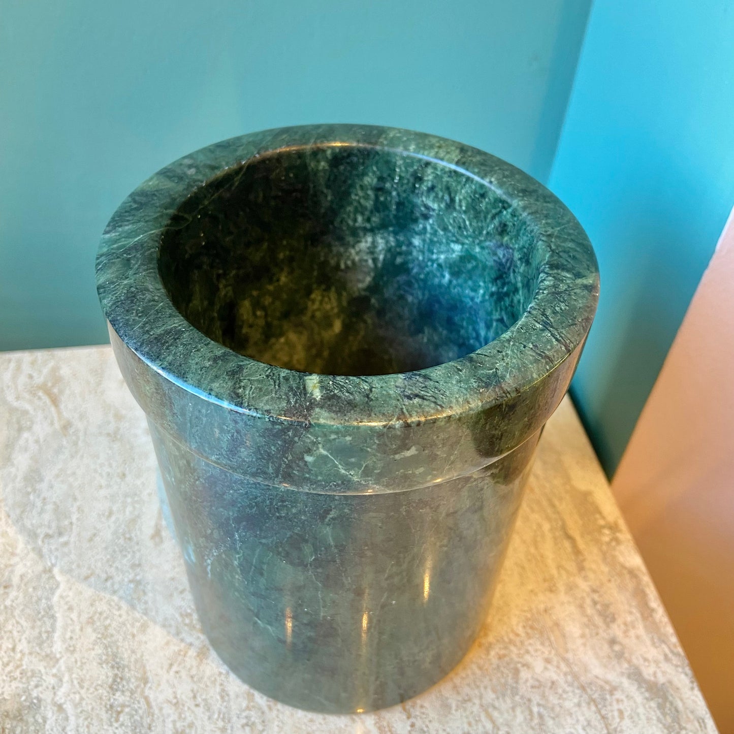 Vintage Green Marble Utensil Holder