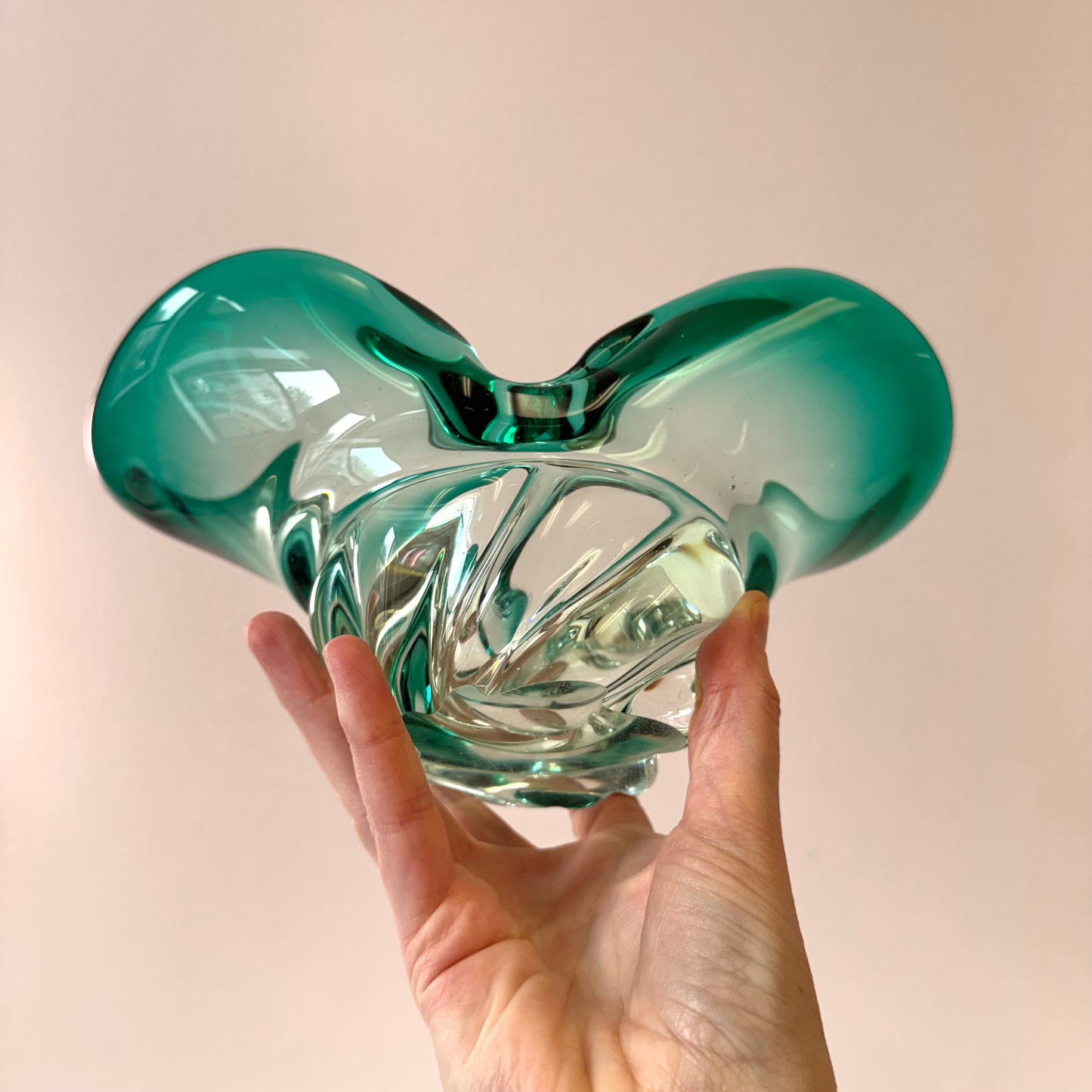 Vintage Aqua Green Chunky Murano Glass Bowl