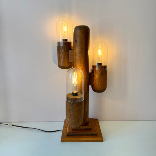 Vintage 1990’s Wooden Modeline Replica Saguaro Cactus Lamp (as is)