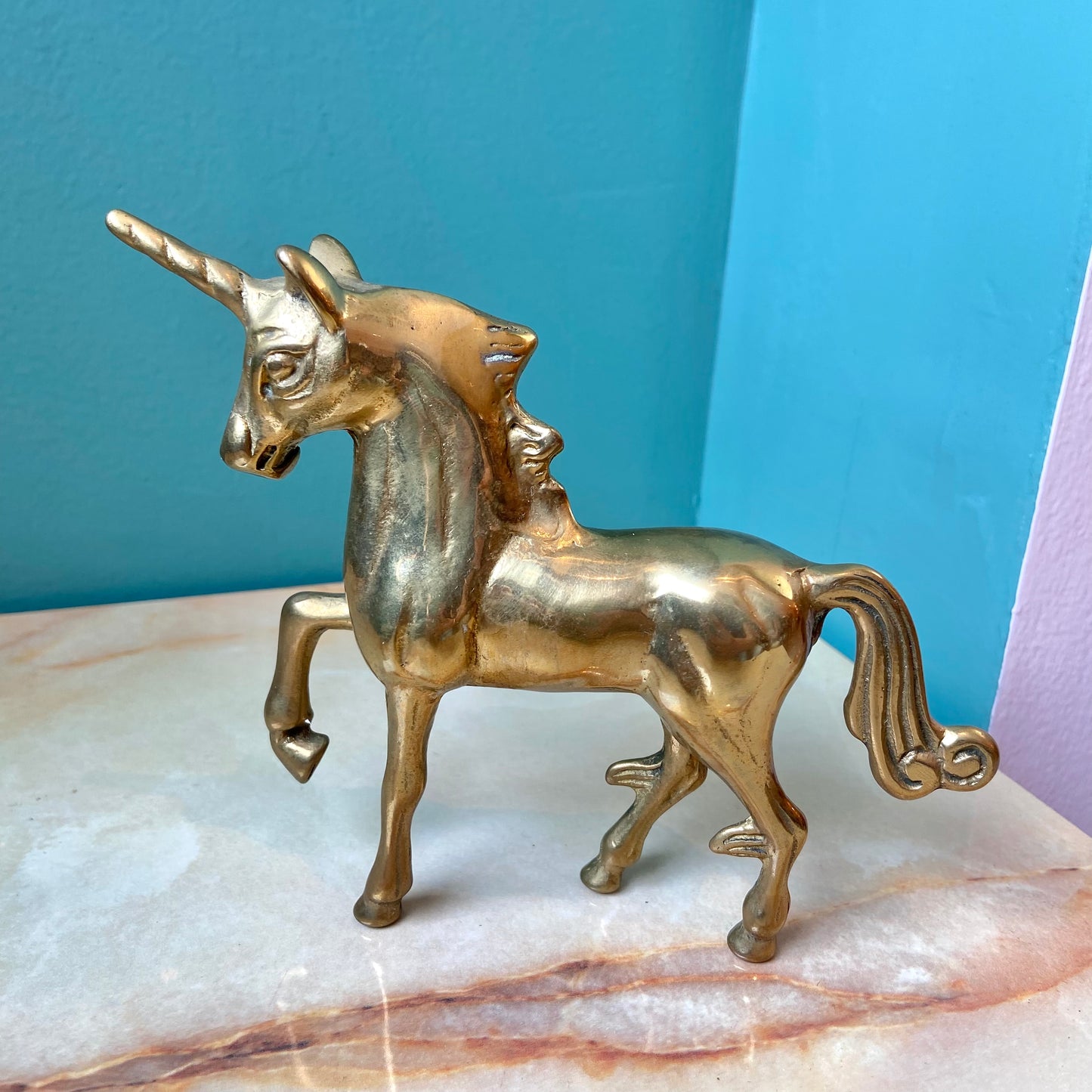Vintage Brass Unicorn Figurine