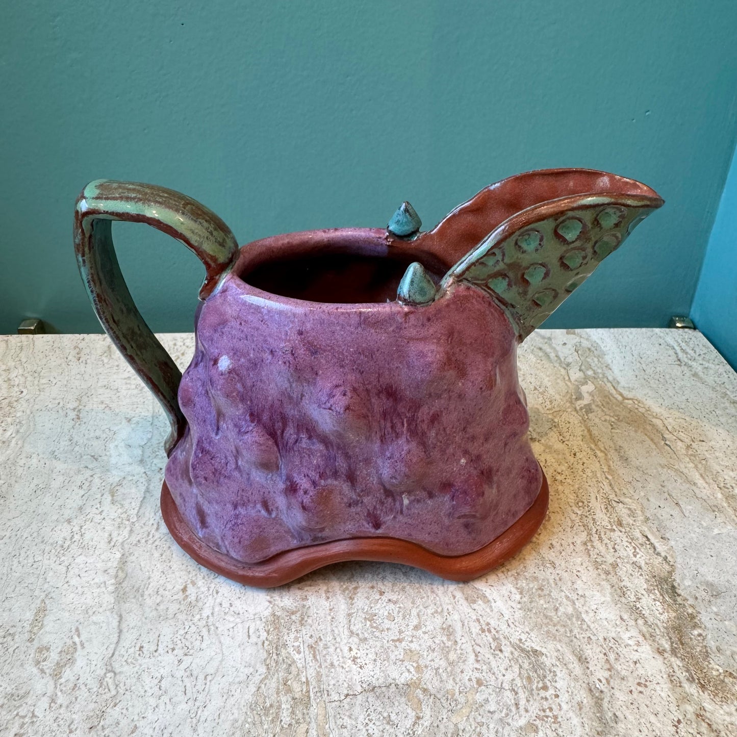 Small Vintage Studio Pottery Pitcher signed Flyn