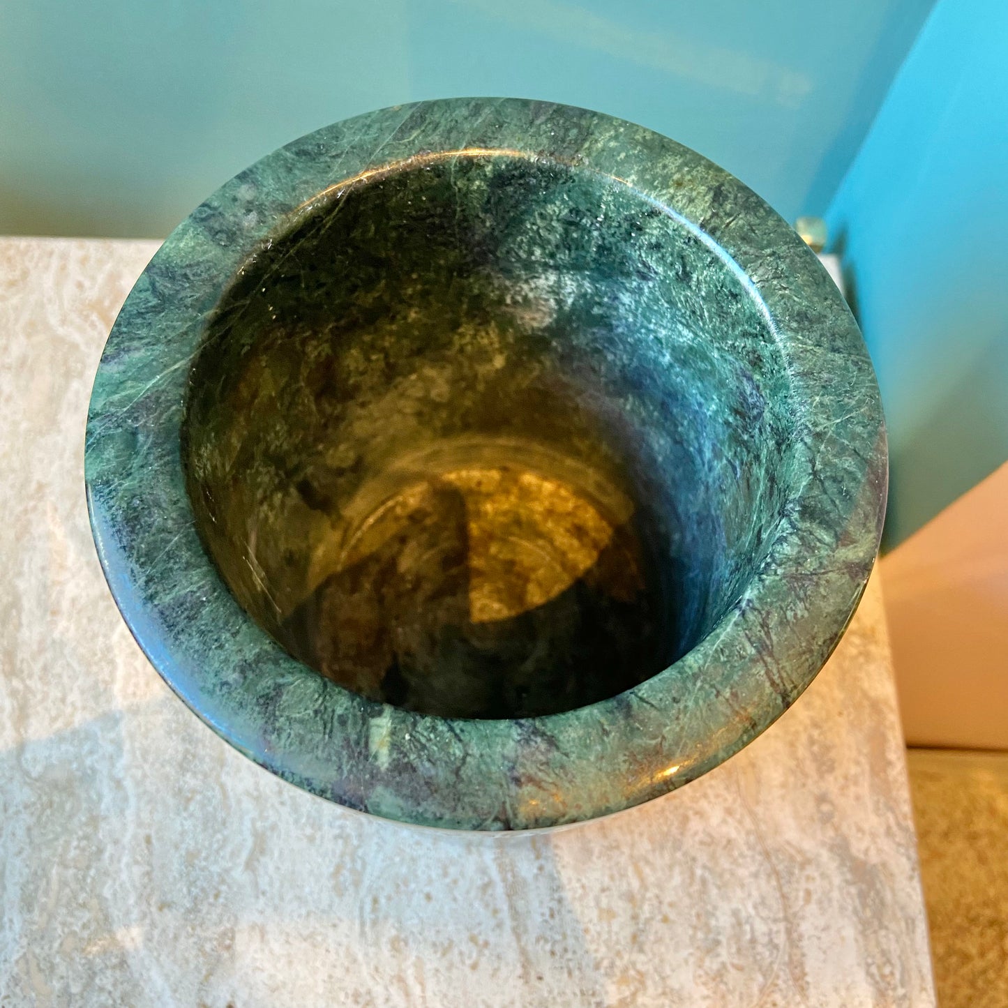 Vintage Green Marble Utensil Holder