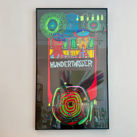 Vintage Hundertwasser Original Framed Museum Poster 1975