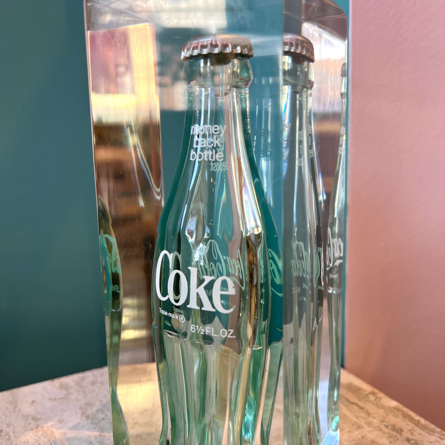 Vintage Lucite Encased Coca Cola Bottle