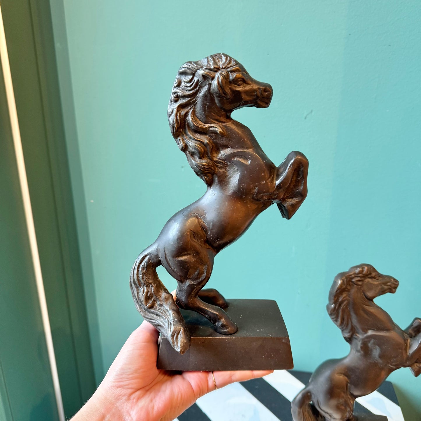 Pair of Vintage Metal Horse Bookends