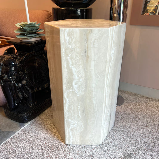 Vintage Hexagonal Travertine Pedestal