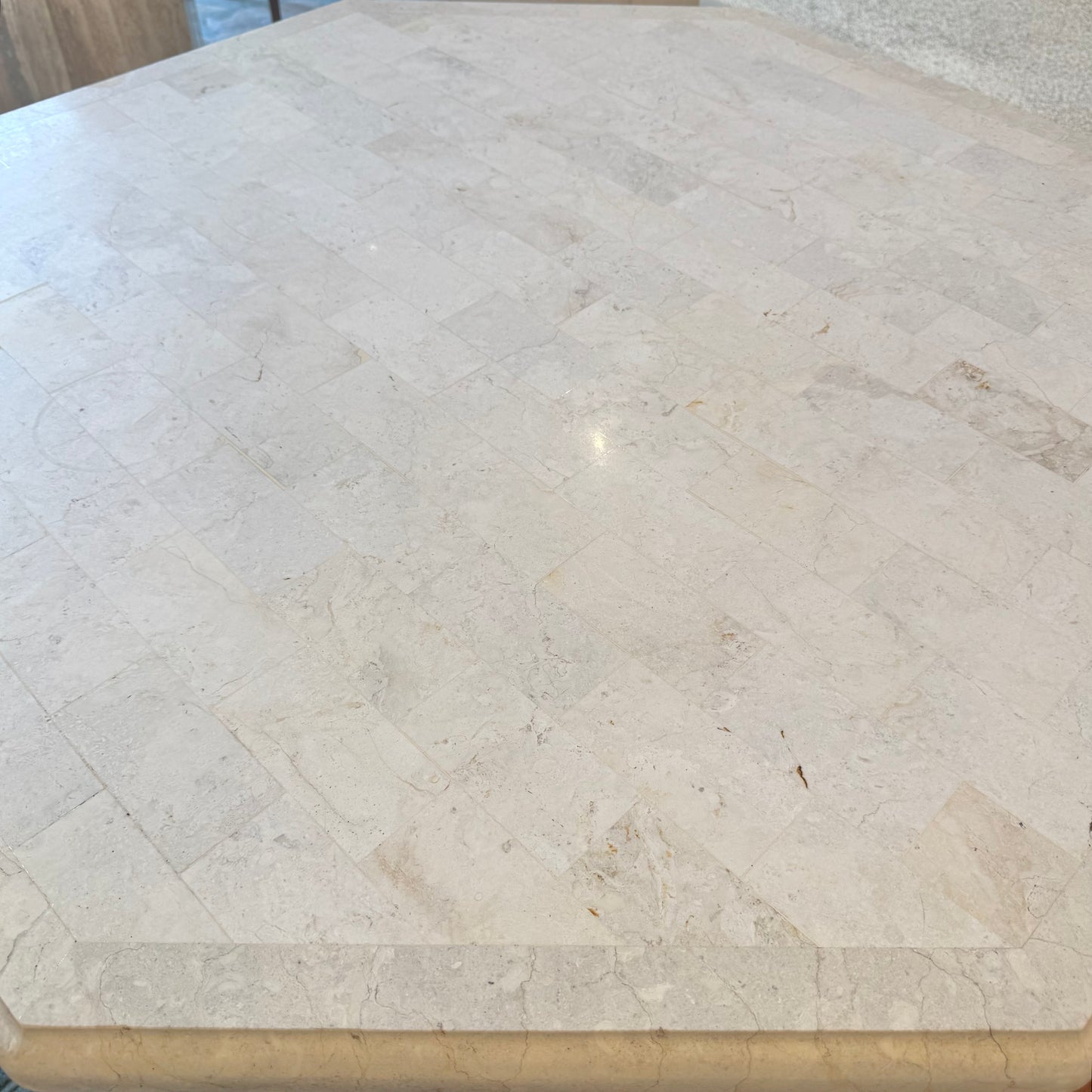 Vintage Octagonal Tessellated White Marble Coffee Table