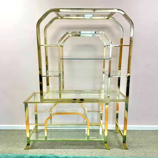 1980's Brass and Glass Etagere by DIA