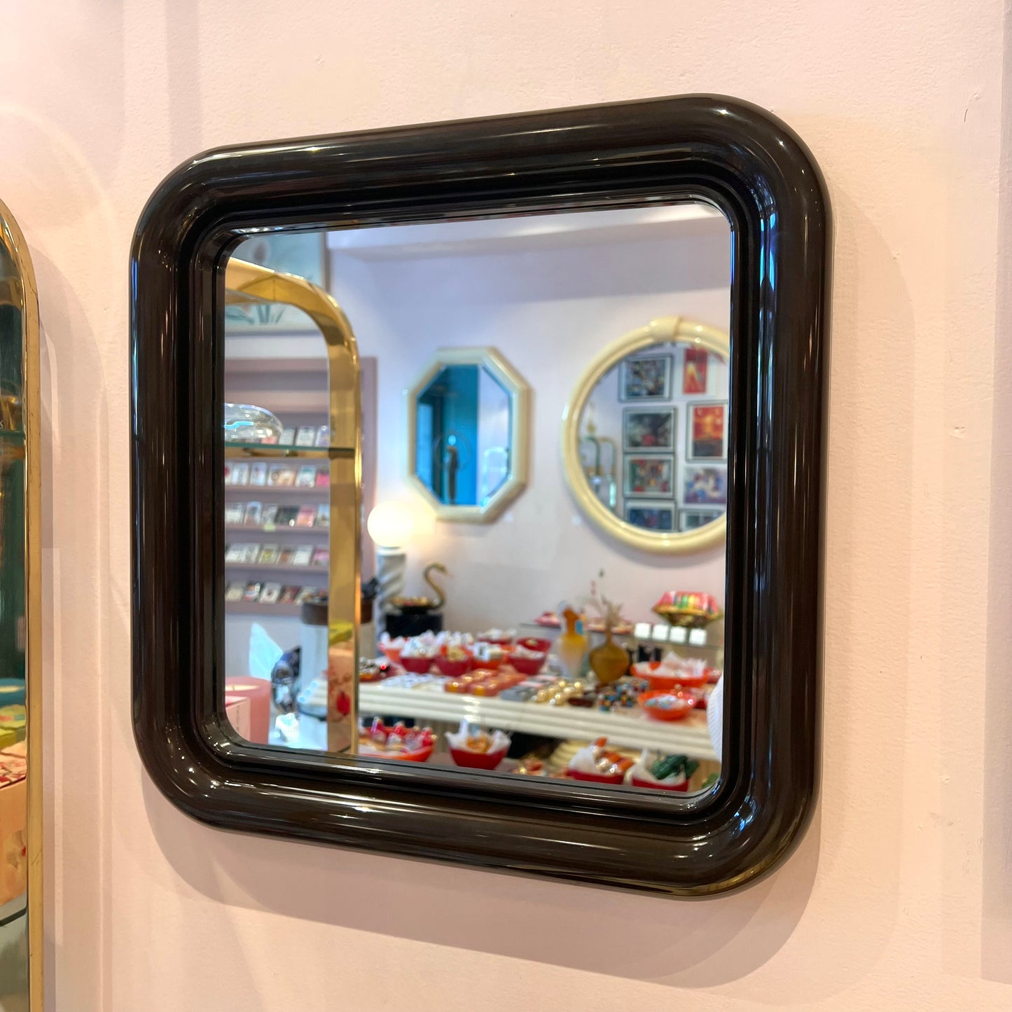 Vintage Delfo Mirror in Brown Plastic by Sergio Mazza for Artemide, 1960s
