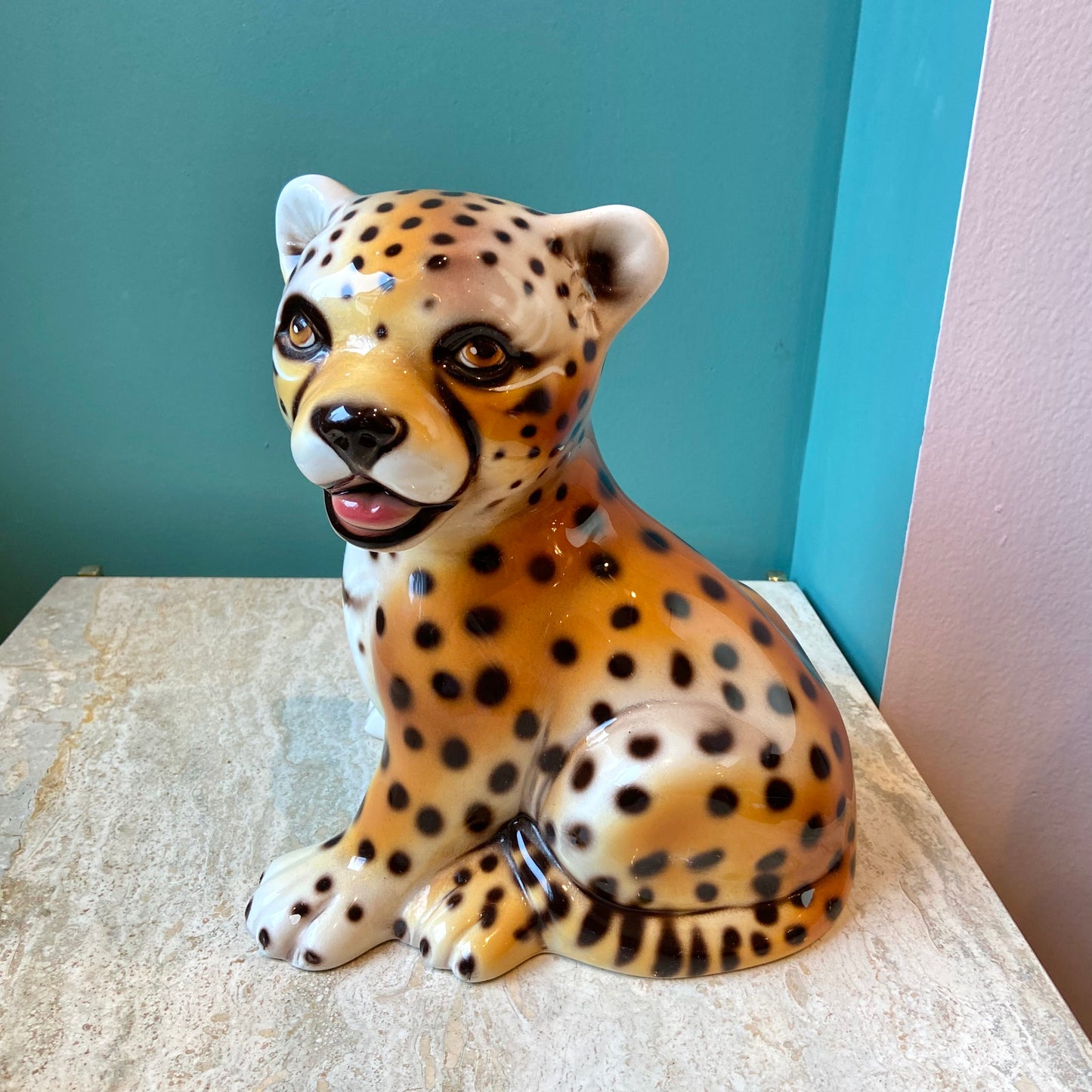 Vintage Italian Cheetah Cub Statue