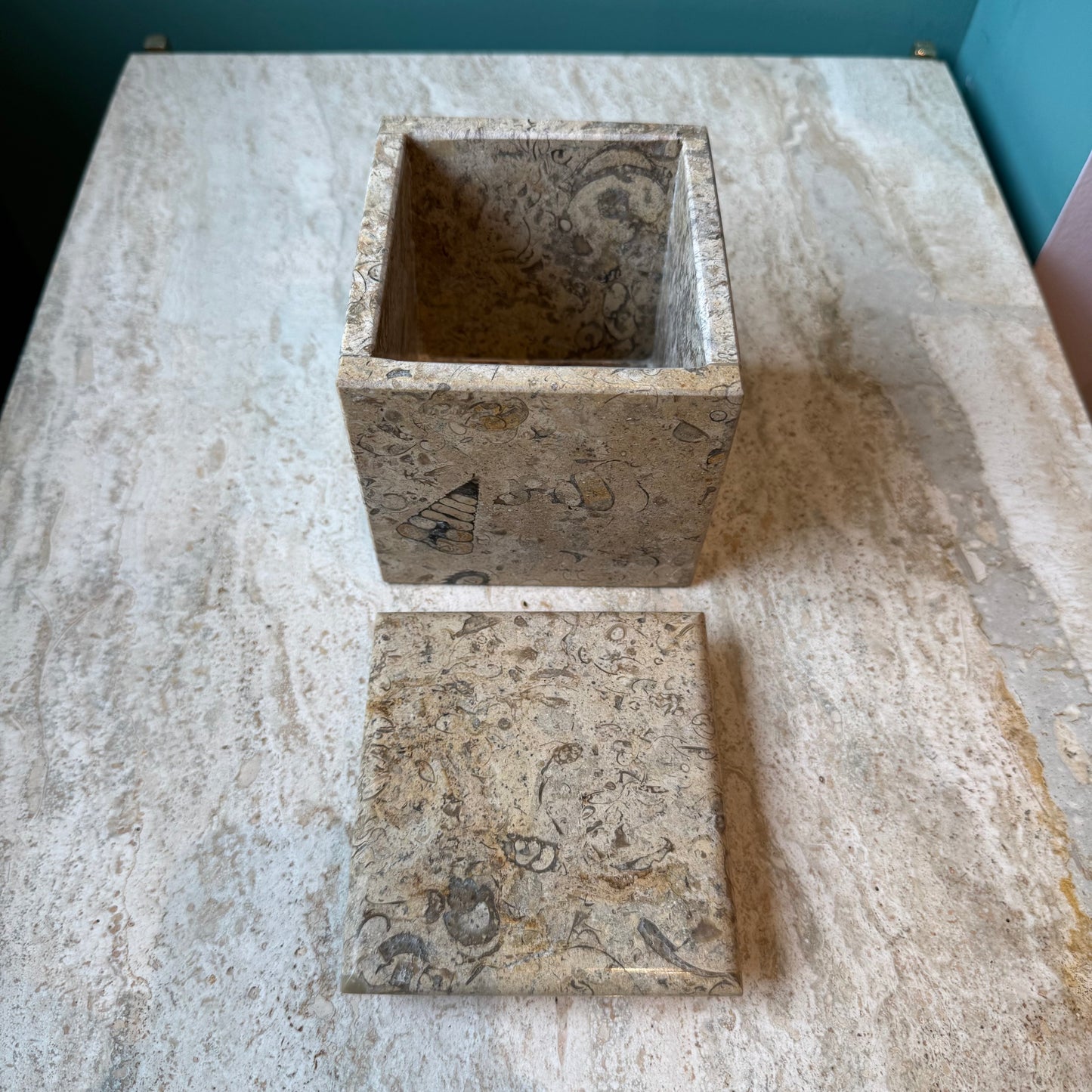 Vintage Fossil Stone Storage Box