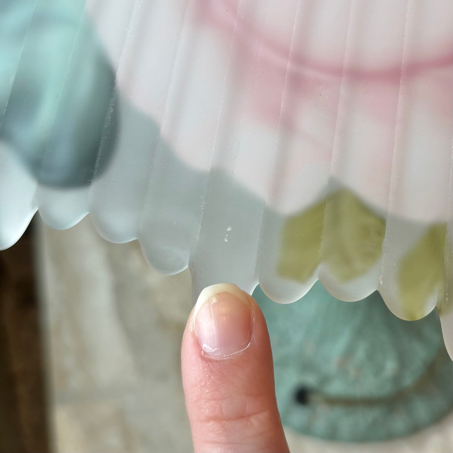 Vintage Tiffany Style Hand Painted Floral Glass Lamp