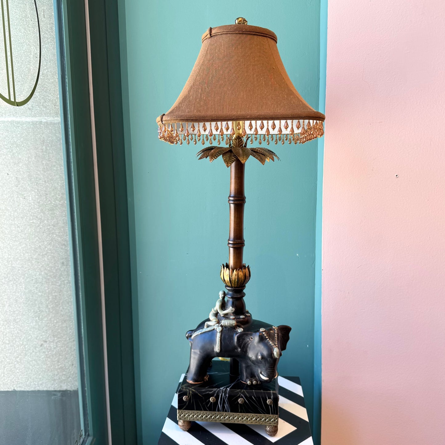 Vintage Raymond Waites for Tyndale Asian Elephant and Rider Table Lamp