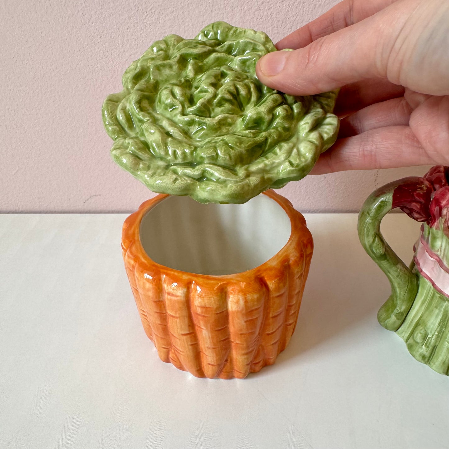 Vintage Set of 5 Ceramic Vegetable Sugar Bowls and Milk Jugs by Fitz & Floyd