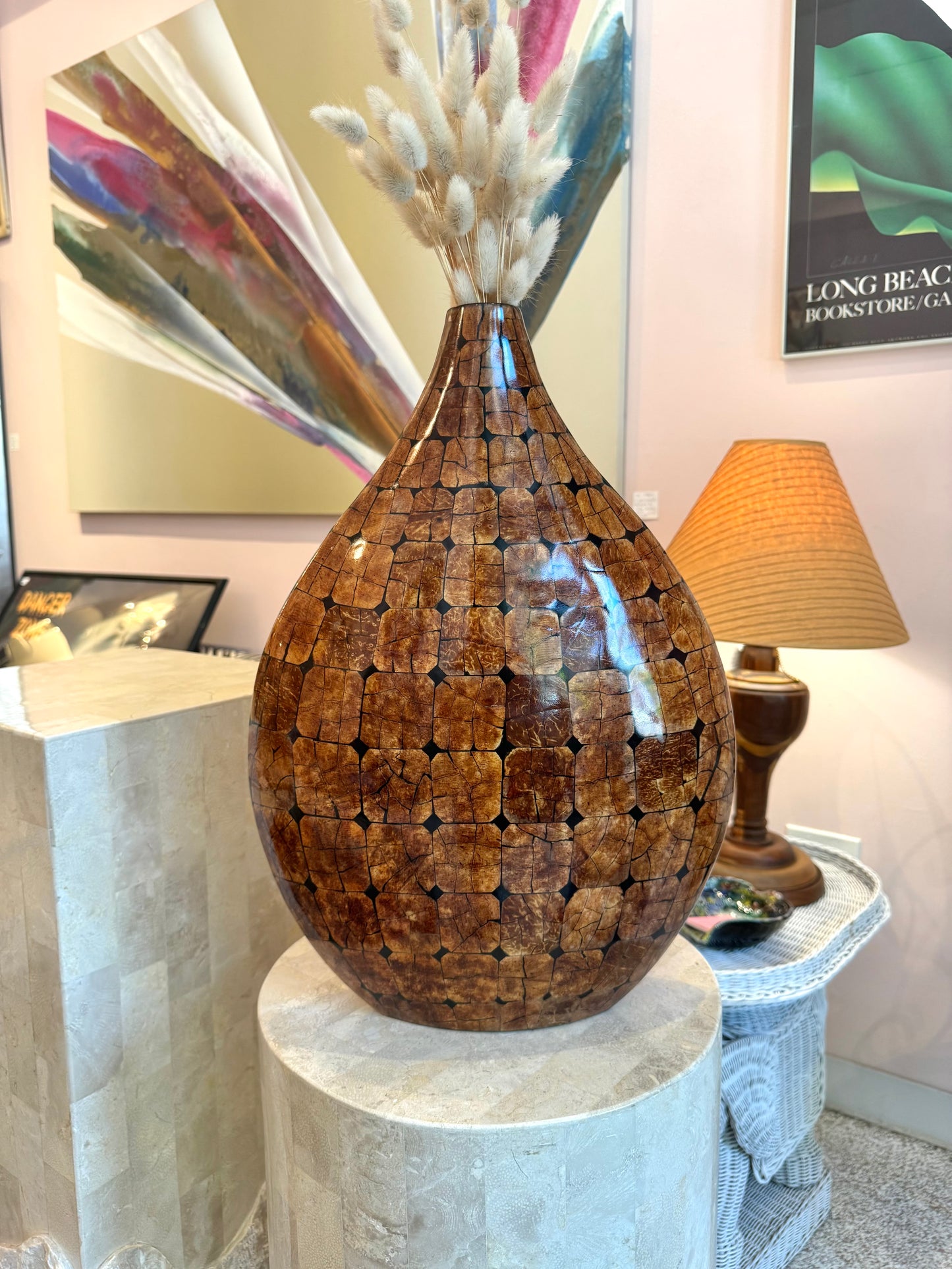 Mid Century Large Pieced Wood Vase