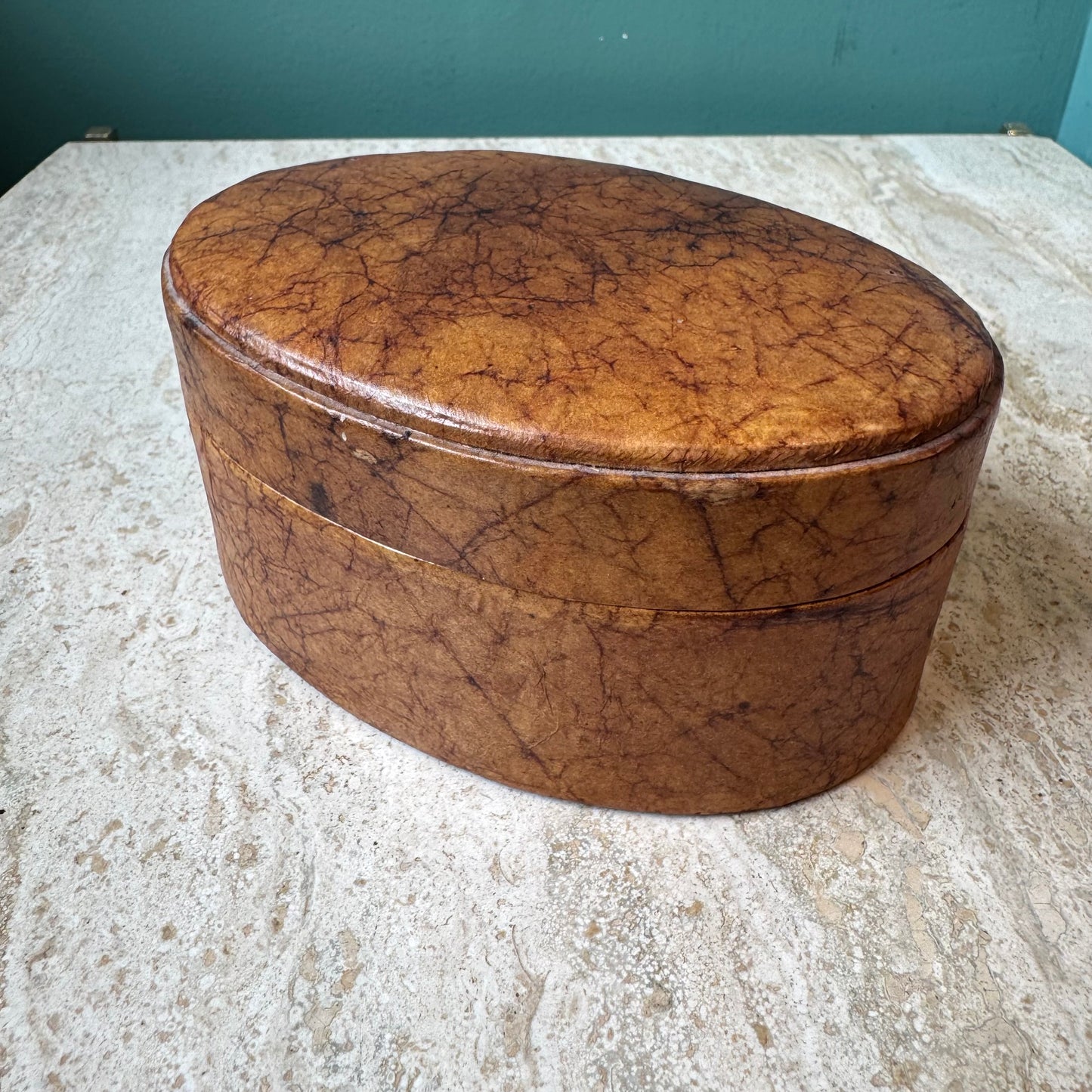 Vintage Oval Faux Leather Box