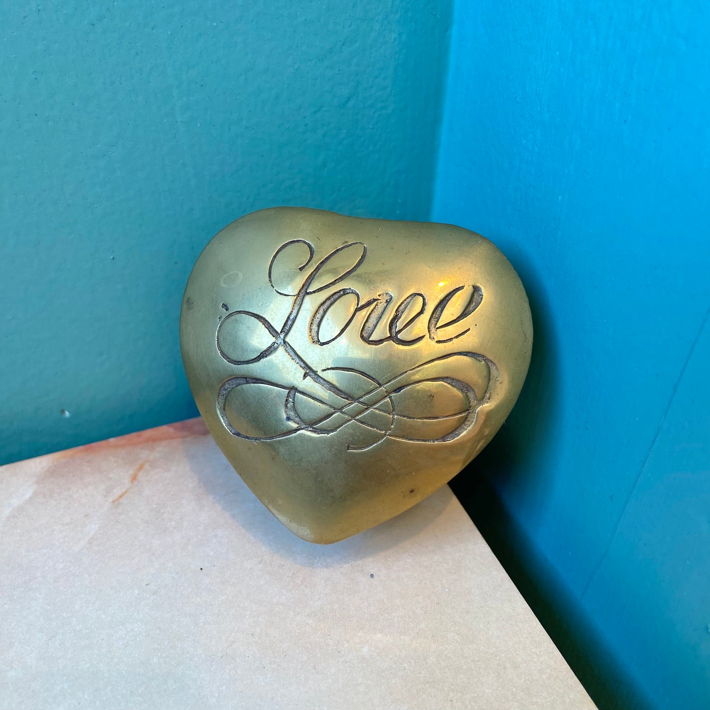 Vintage Brass Love Trinket Box