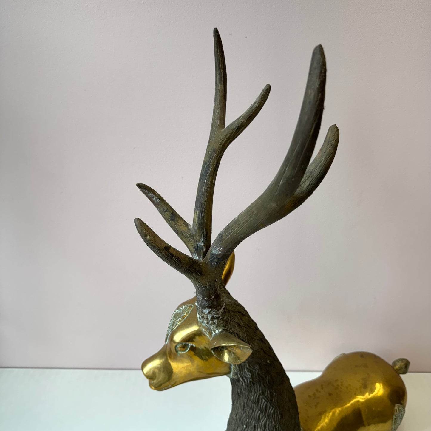 Vintage Extra Large Brass Deer Statue