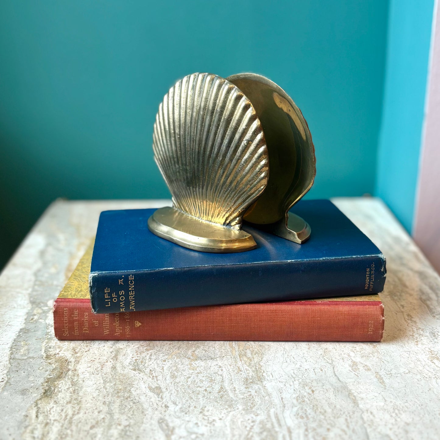 Vintage Brass Clam Shell Bookends