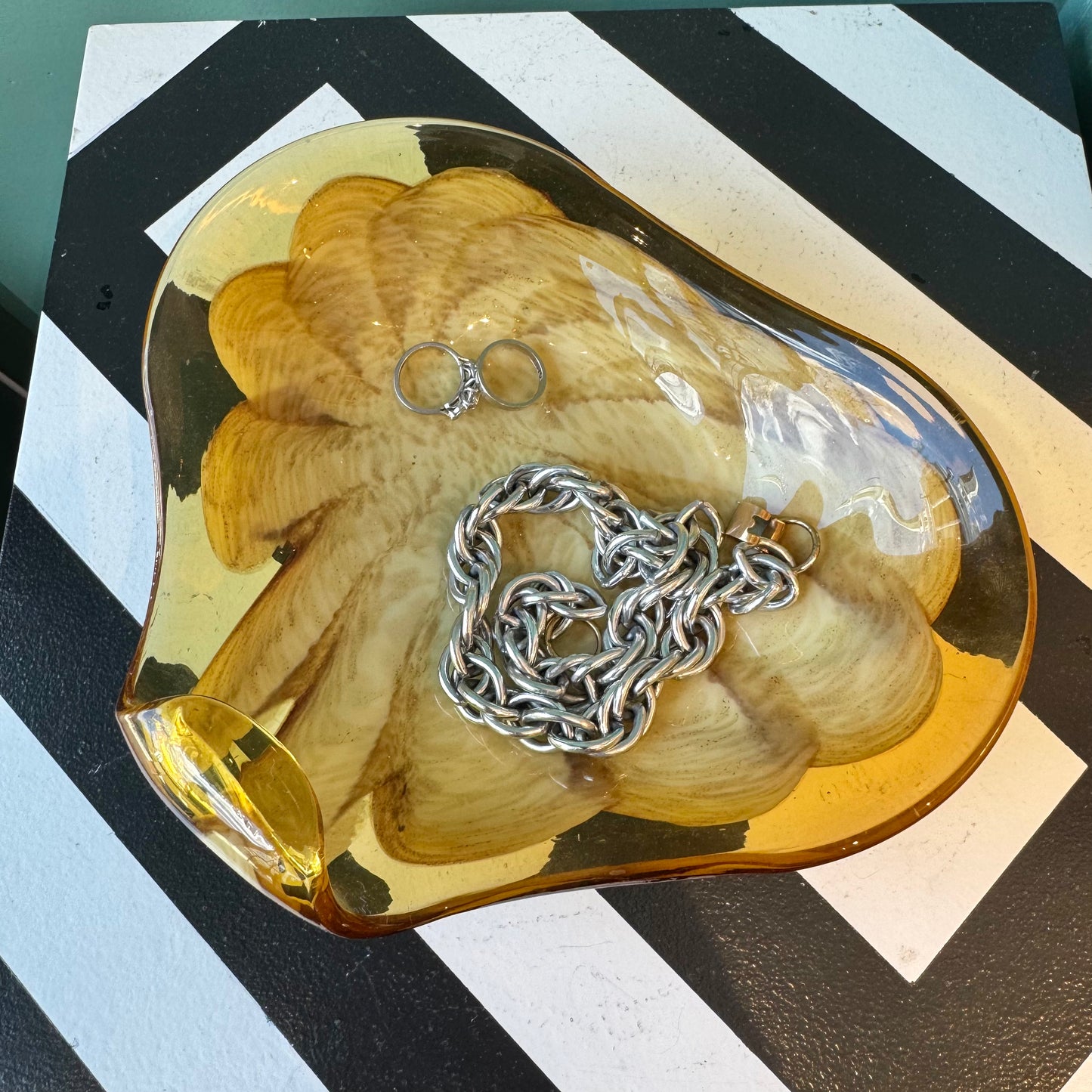 Vintage Amber Art Glass Bowl