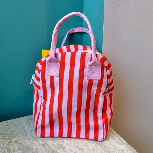 Zipper Lunch Bag - Awning Stripe Pink