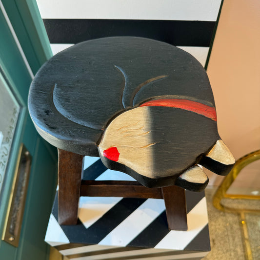 Sleeping Black Cat Step Stool