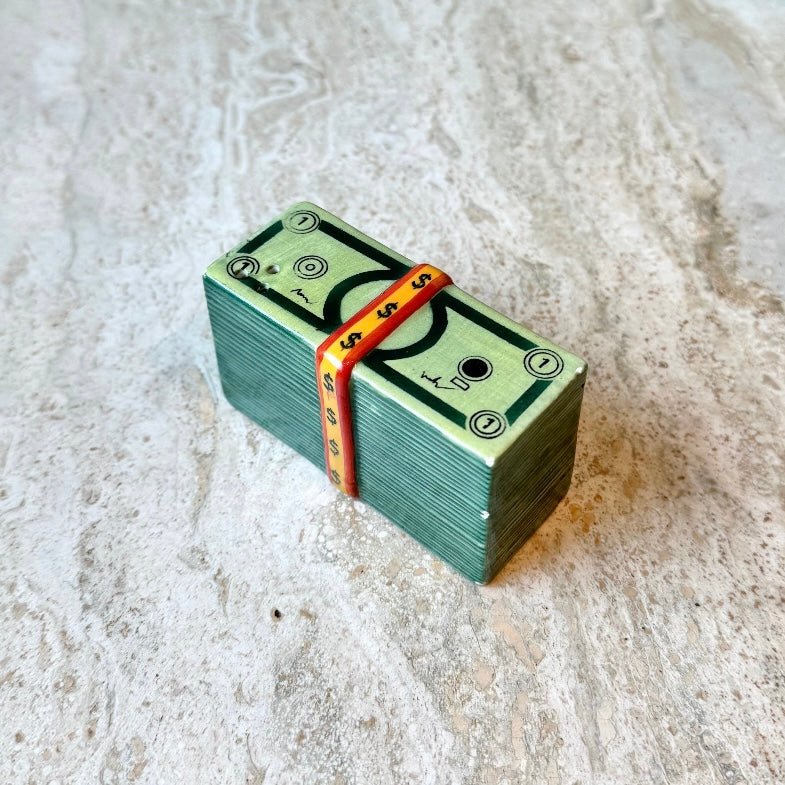 Vintage Ceramic Stack of Money Salt Shaker