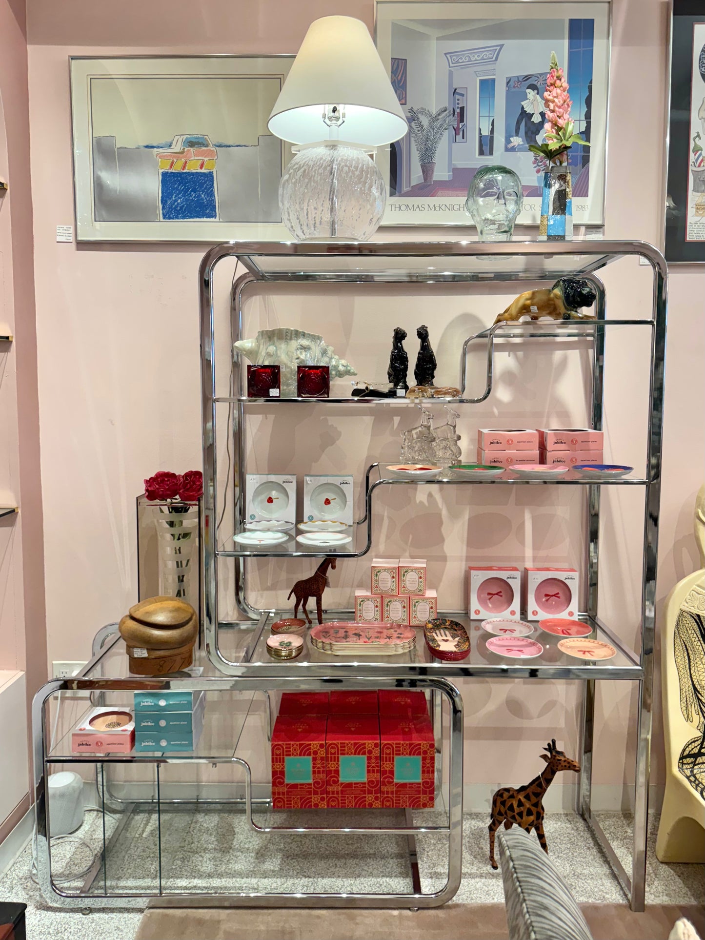 DIA Chrome and Glass Nesting Etagere