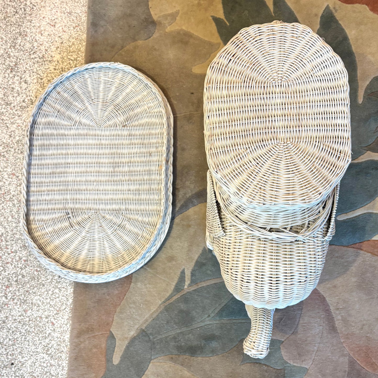Vintage Wicker Elephant End Table
