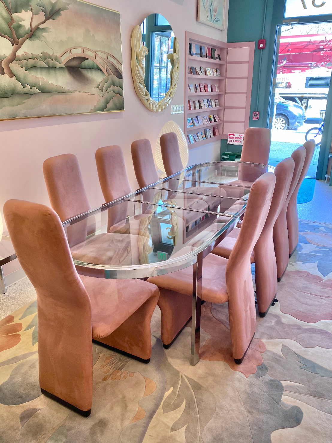 1980's Extendable Chrome and Glass Oval Dining Table by Design Instititute of America