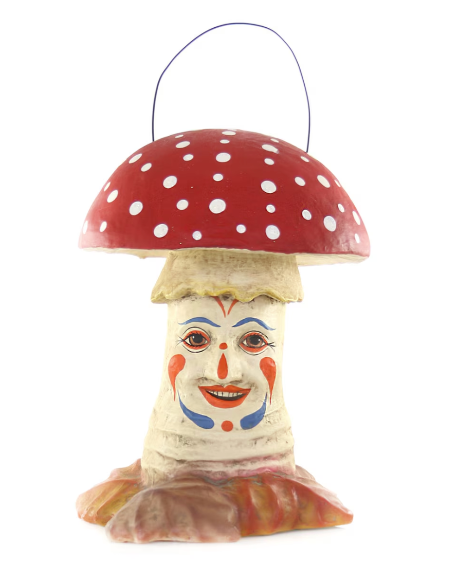 Vintage Inspired Paper Mache Mushroom Candy Bucket