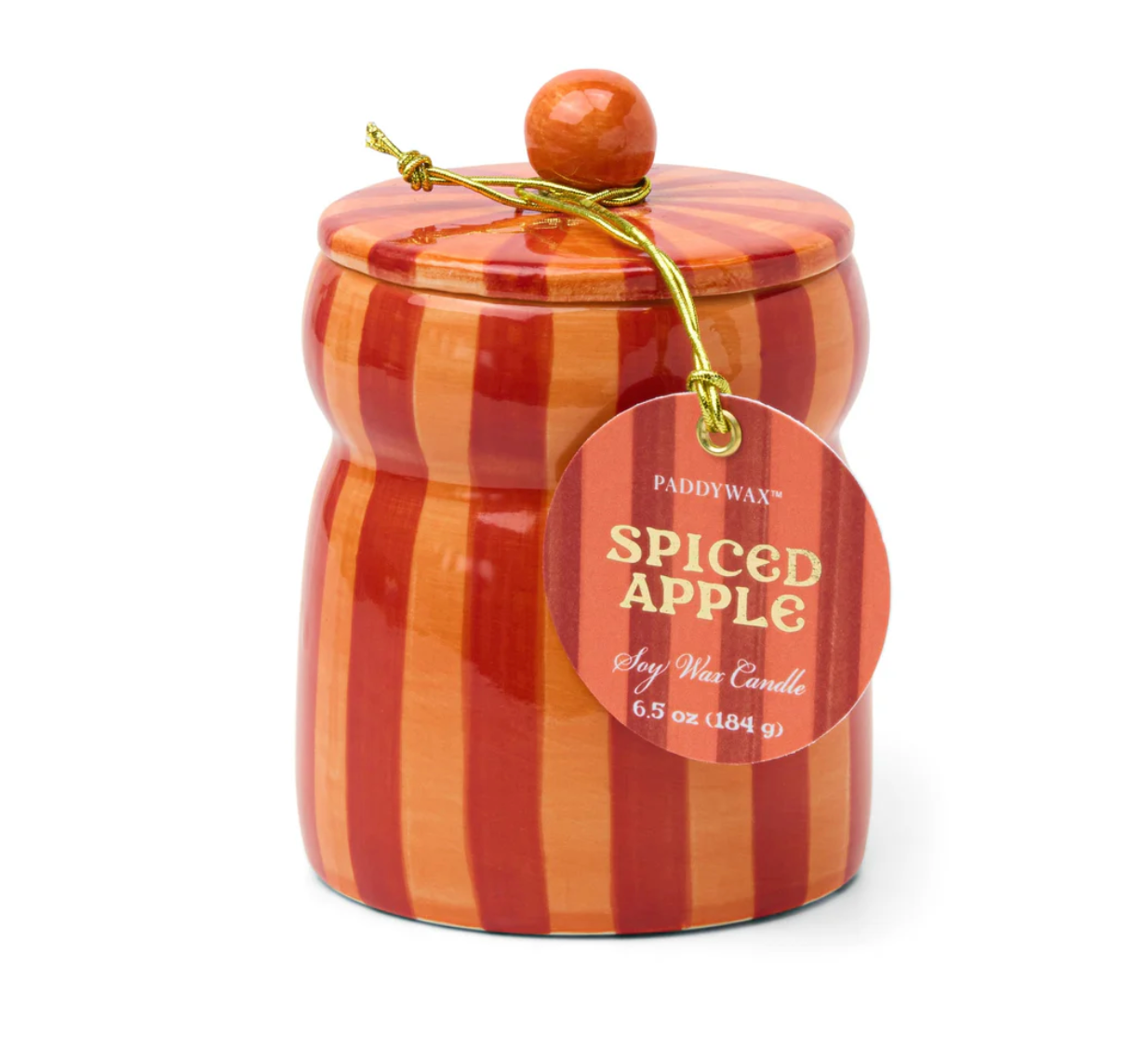 Spiced Apple Striped Cabana Ceramic Candle by Paddywax