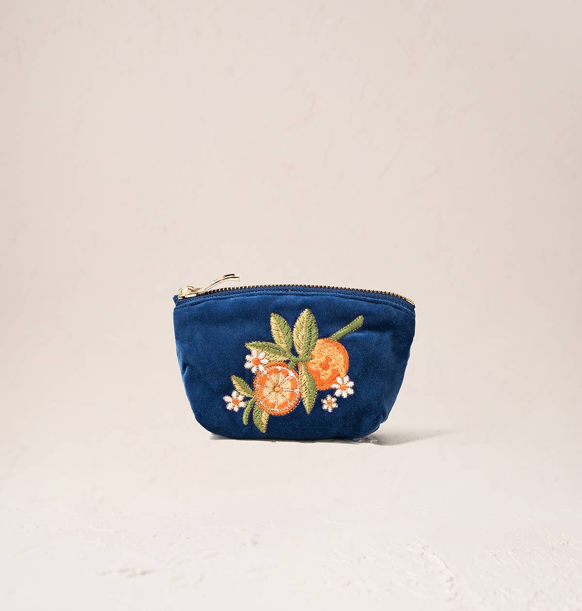 Royal Blue Velvet Orange Blossom Coin Purse by Elizabeth Scarlett