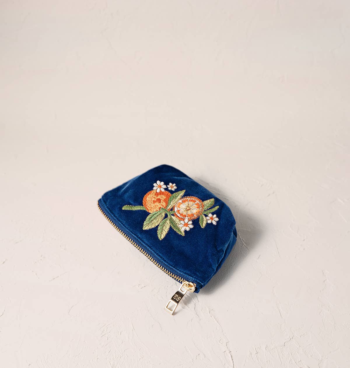 Royal Blue Velvet Orange Blossom Coin Purse by Elizabeth Scarlett