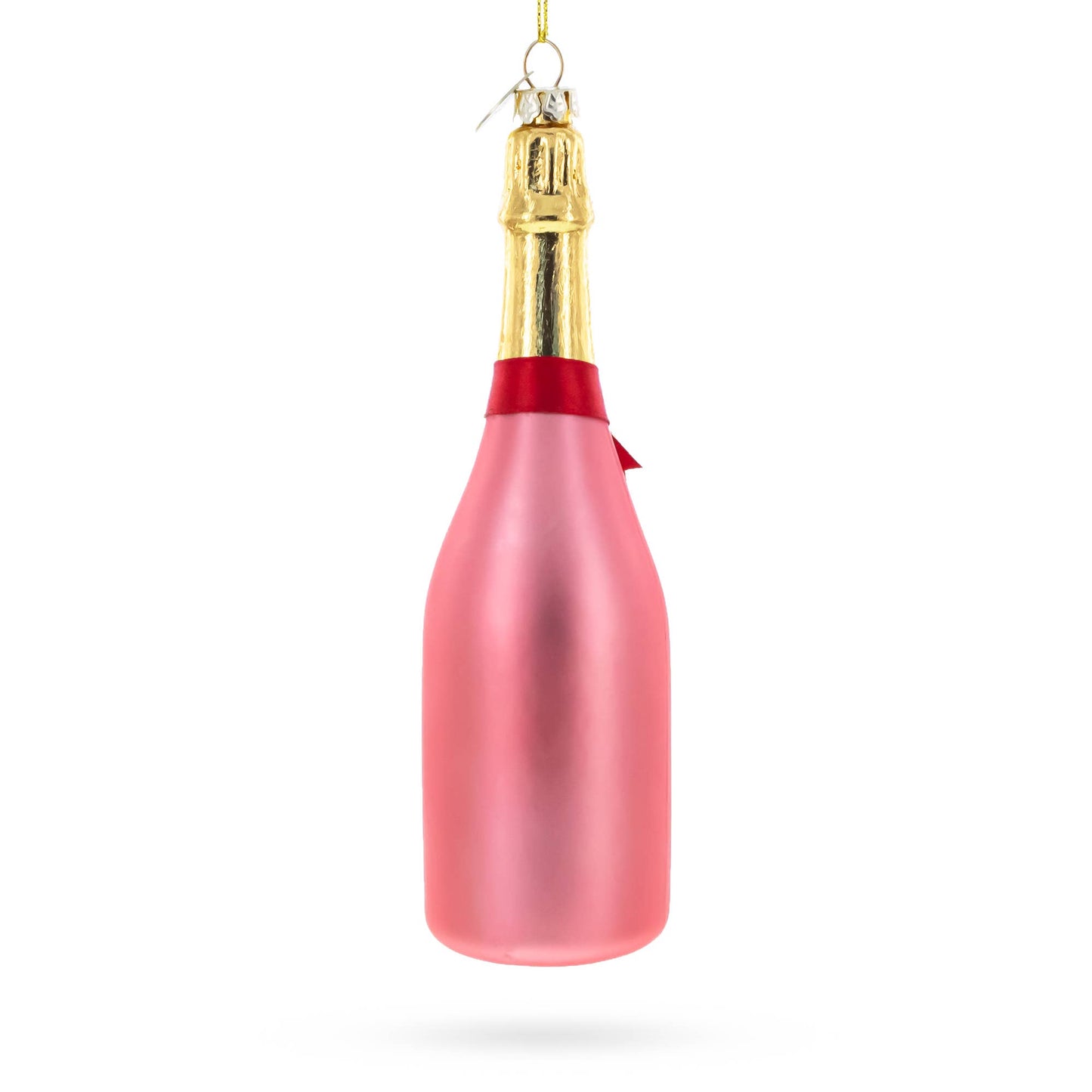 Rose Sparkling Wine Bottle Glass Ornament