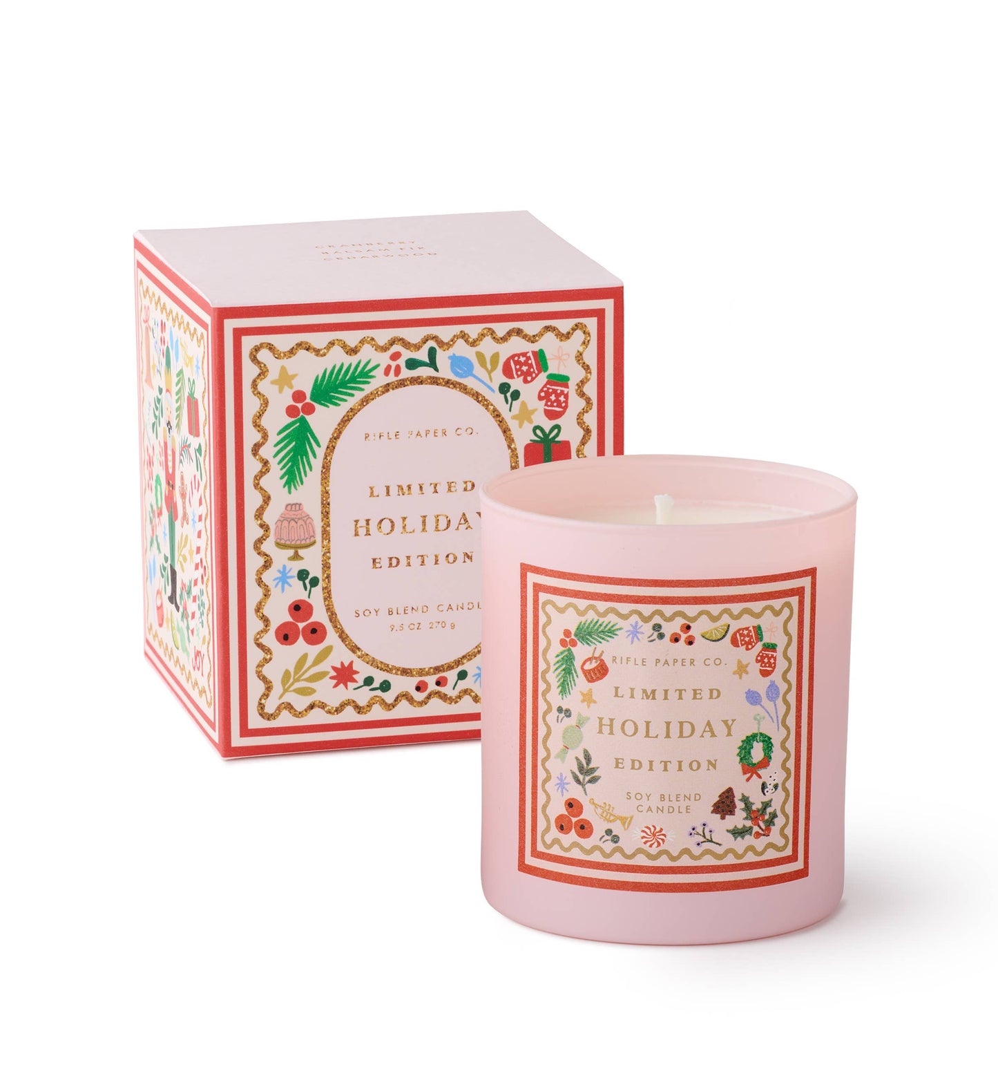 Holly Jolly Nutcracker Limited Edition Holiday 9oz Glass Candle