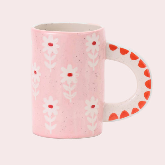 Pink Floral Ceramic Coffee Mug
