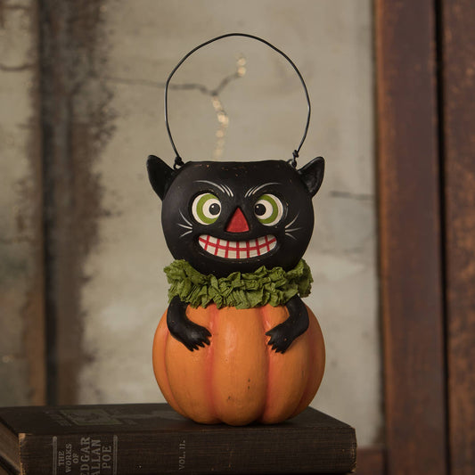Vintage Inspired Black Cat in Pumpkin