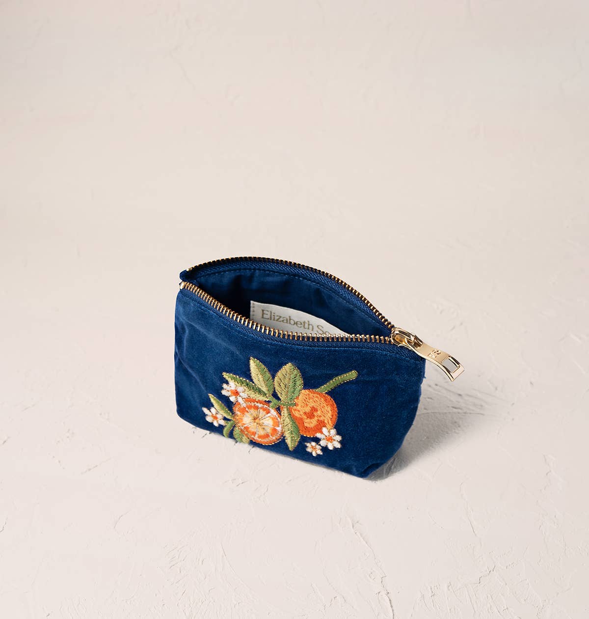 Royal Blue Velvet Orange Blossom Coin Purse by Elizabeth Scarlett