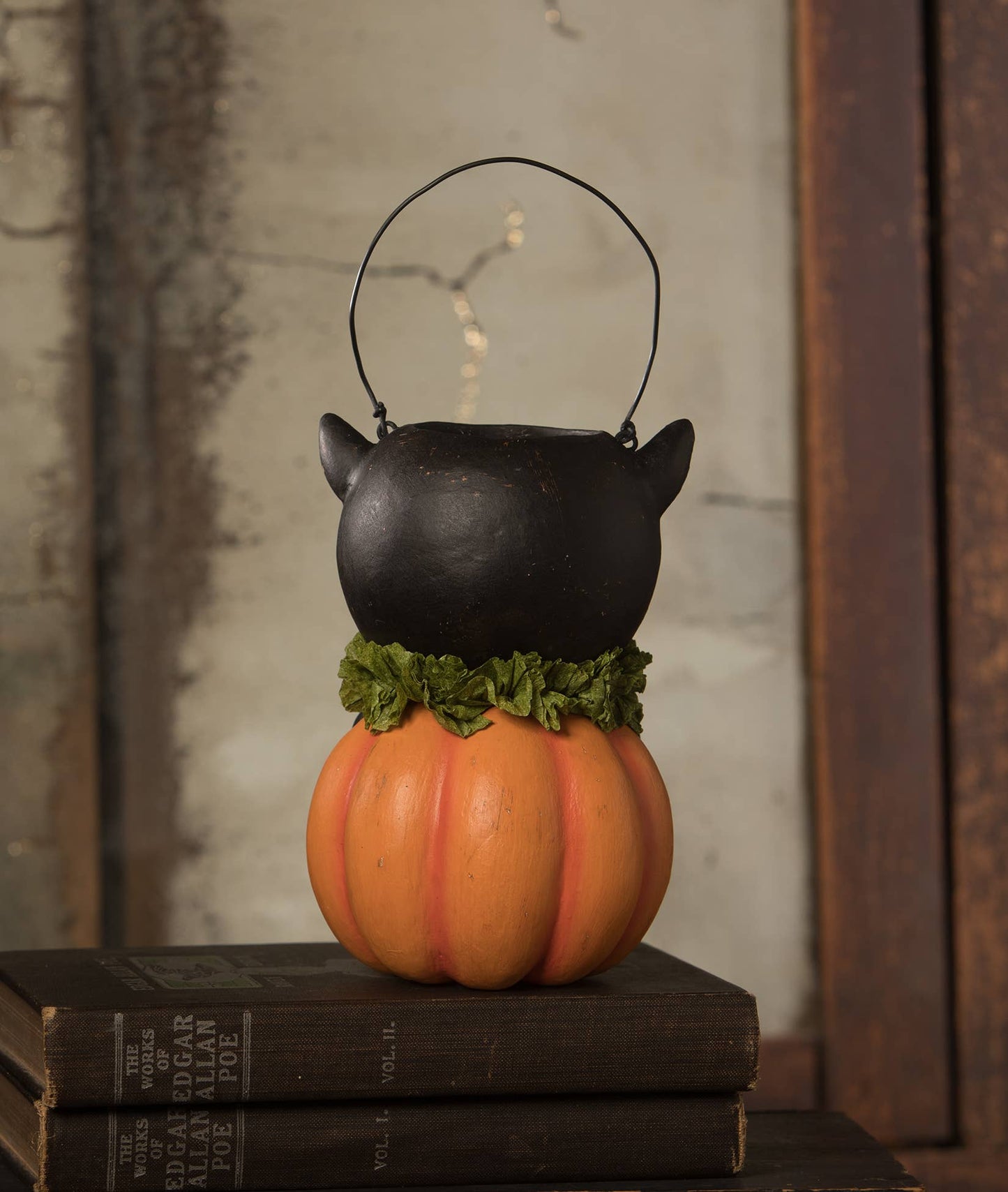 Vintage Inspired Black Cat in Pumpkin