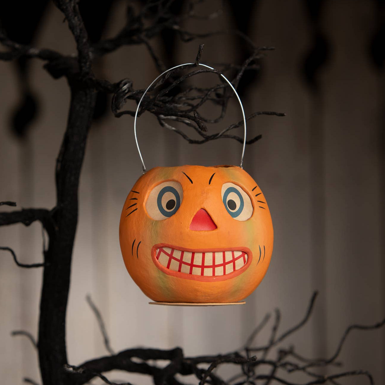 Vintage Inspired Mini Striped Pumpkin Bucket Small