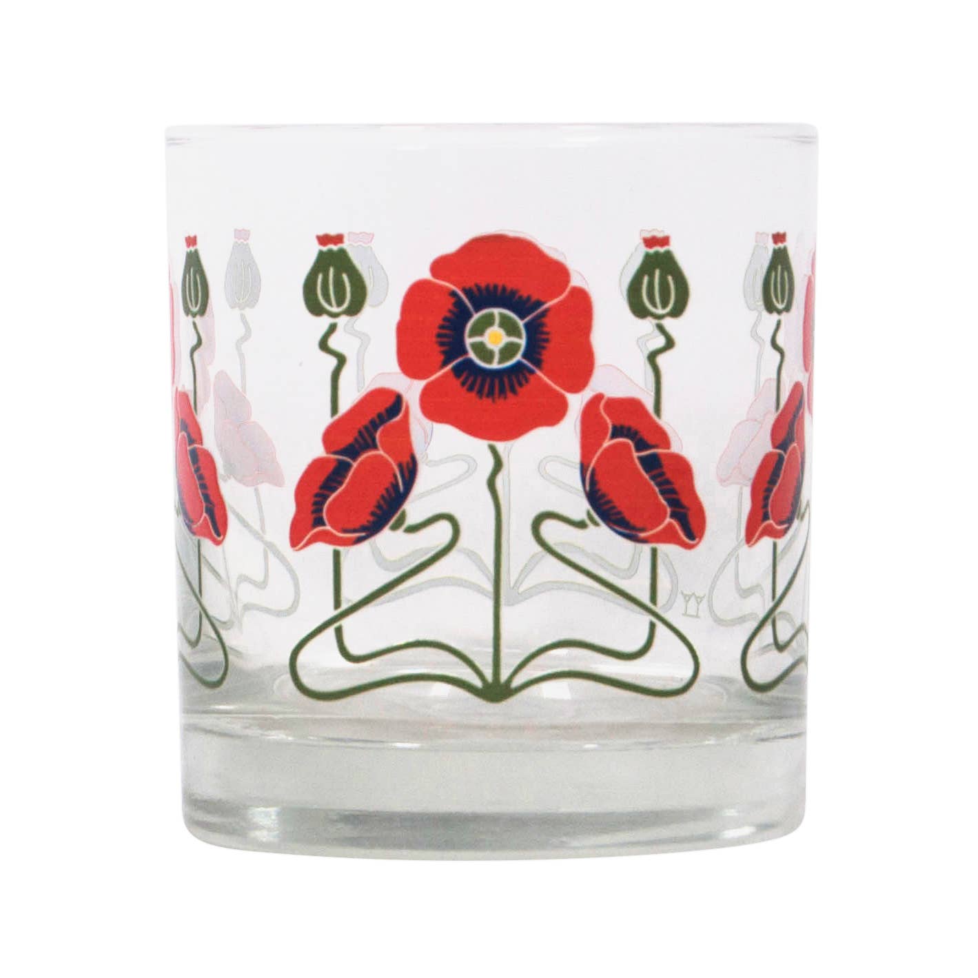 Red Poppy Rocks Glasses - PAIR