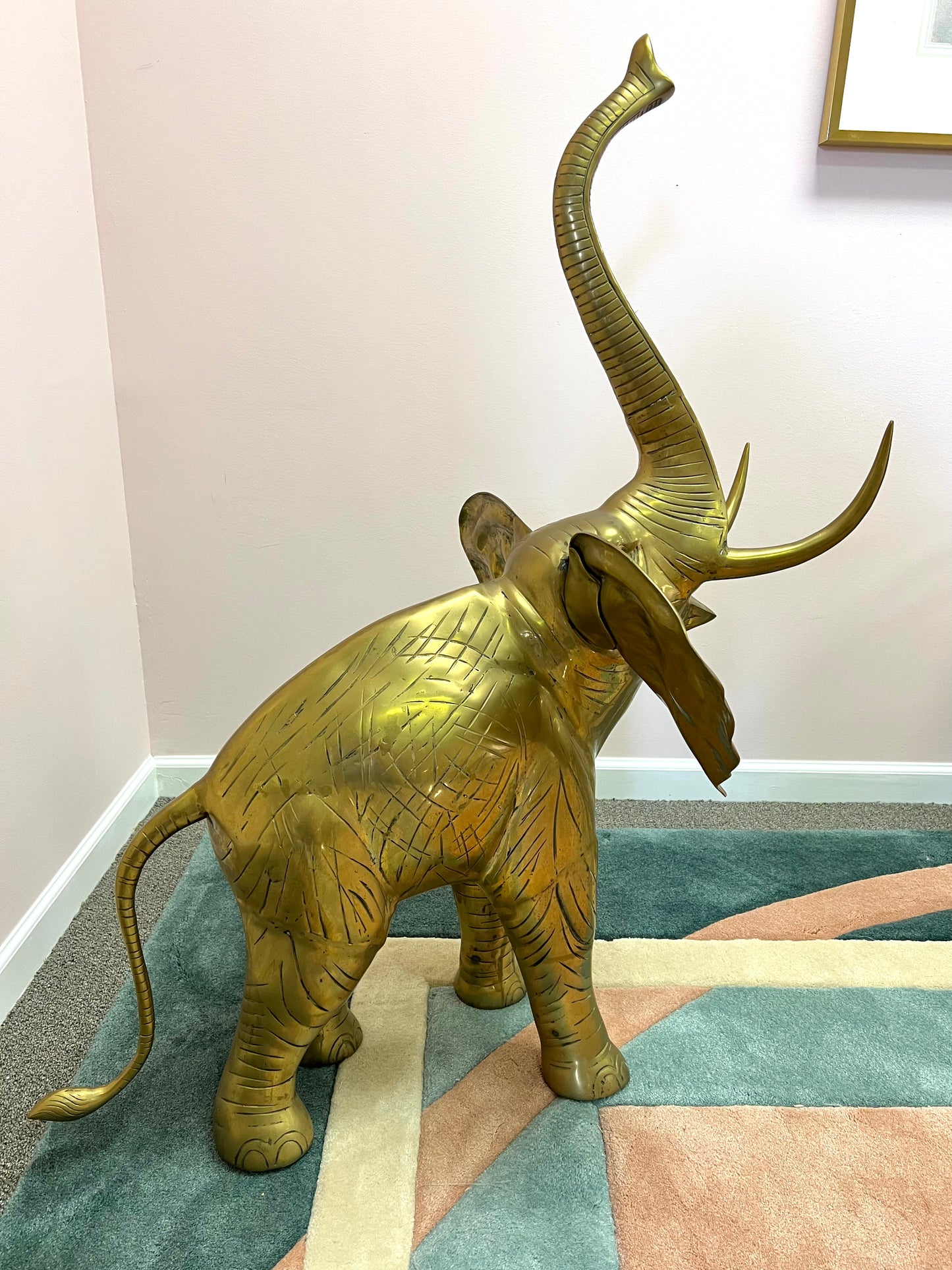 1960’s Extra Large Brass Elephant Statue